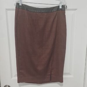 The Limited Brown Pencil Skirt with Black Trim
